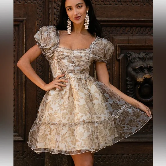 Joyfolie Dresses Perla Dress In Neutral Floral Poshmark